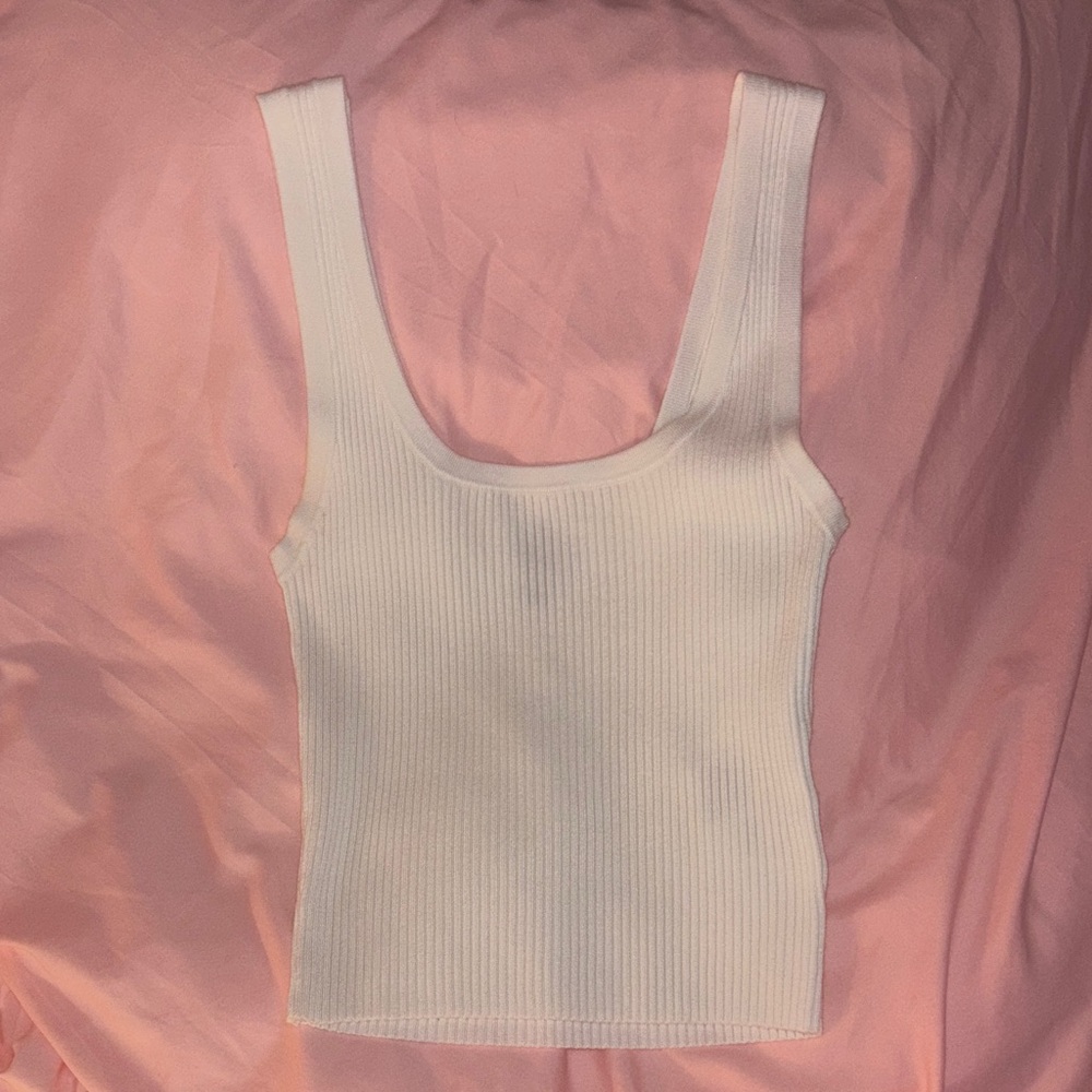 H&M Cream Ribbed Tank Top